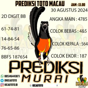 PREDIKSI TOTOMACAU HARI INI TANGGAL 30 AGUSTUS 2024 13:00 WIB