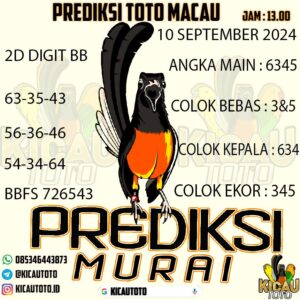 PREDIKSI TOTOMACAU 4D HARI INI TANGGAL 10 OKTOBER 2024 13:00 WIB