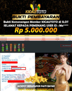 BUKTI JACKPOT MEMBER KICAUTOTO SLOT GAME GATES OF OLYMPUS – 5.000.000,- LUNAS 29 OKTOBER 2024