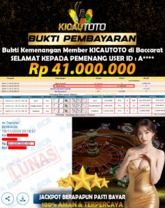 BUKTI JACKPOT MEMBER KICAUTOTO Baccarat 41.000.000- LUNAS 18 NOVEMBER 2024